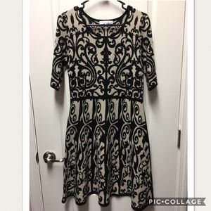 Black and beige sweater dress